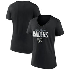Las Vegas Raiders Women's Nostalgia V-Neck T-Shirt - Black - NFL