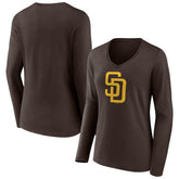 San Diego Padres Women's Team Logo Long Sleeve V-Neck T-Shirt Sale