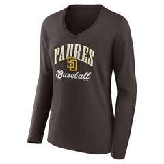 San Diego Padres Women's Victory Script Long Sleeve V-Neck T-Shirt Online