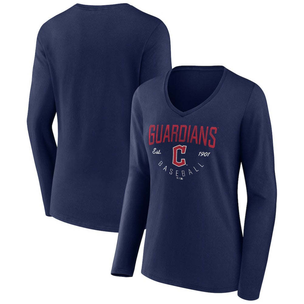 Cleveland Guardians Women's Live For It Long Sleeve Long Sleeve V-Neck T-Shirt Sale