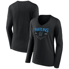 Miami Marlins Women's Live For It Long Sleeve Long Sleeve V-Neck T-Shirt Discount