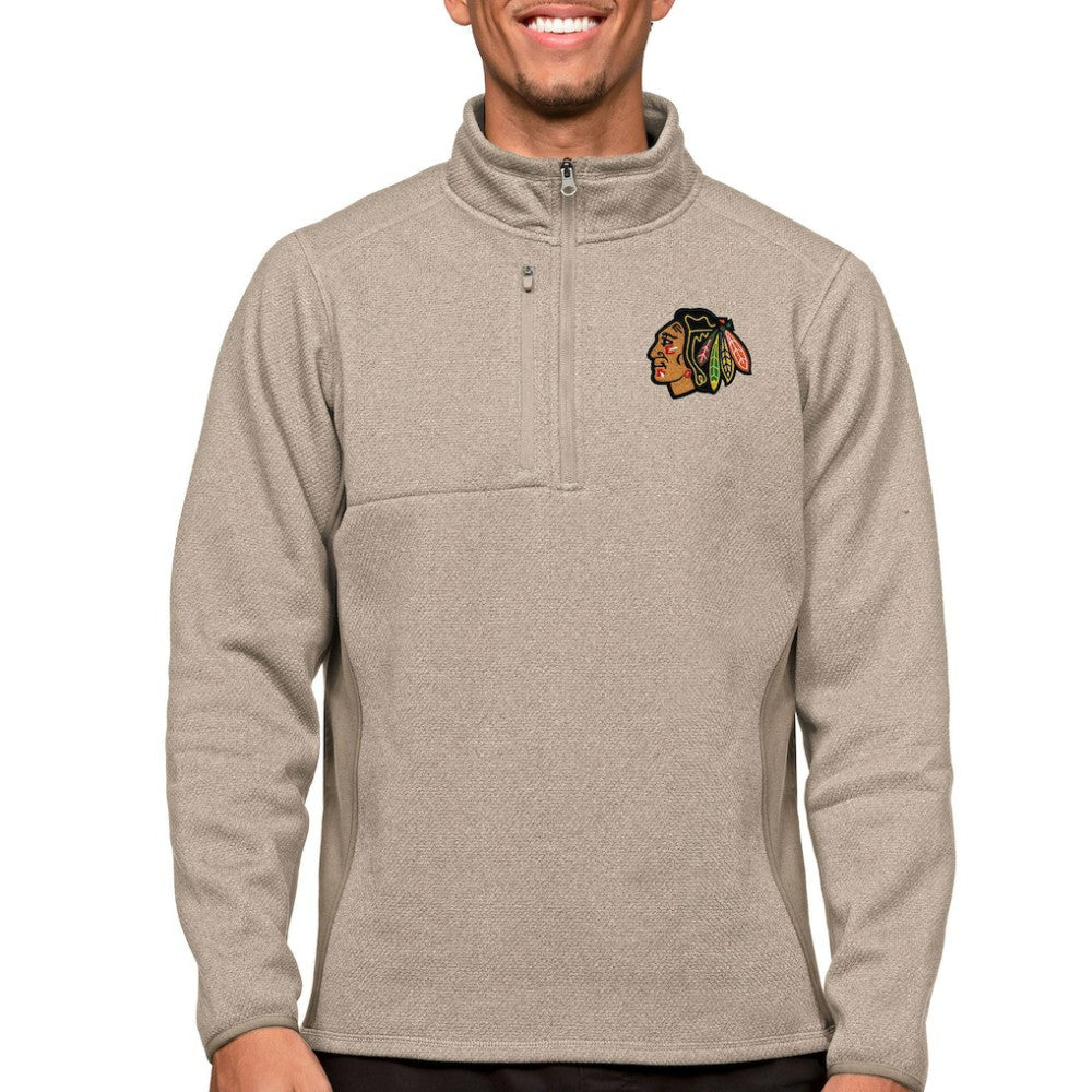 Chicago Blackhawks Antigua Course Quarter-Zip Pullover Top - Oatmeal | NHL near me