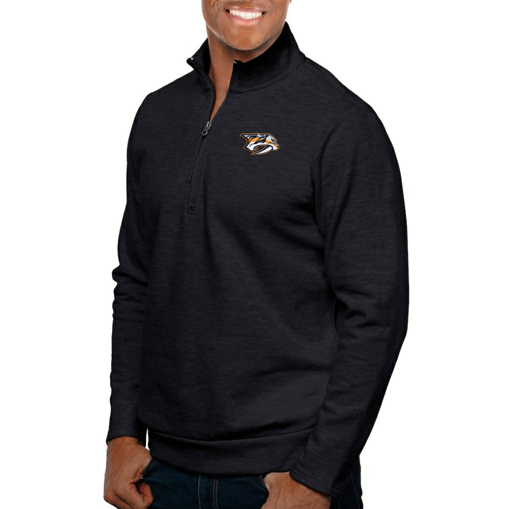 Nashville Predators Antigua Gambit Quarter-Zip Pullover Top - Heather Black | NHL online