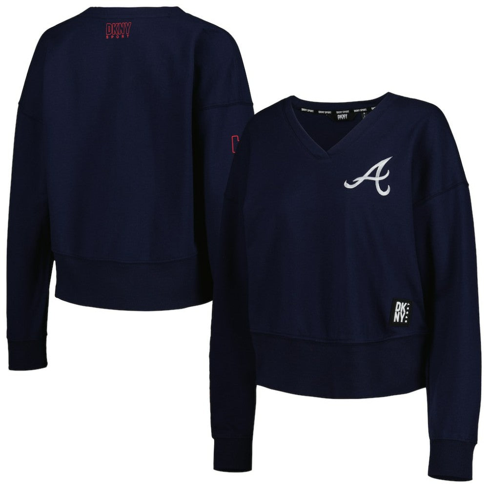 Atlanta Braves DKNY Sport Women's Lily V-Neck Pullover Sweatshirt Near Me