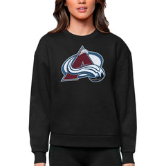 Colorado Avalanche Antigua Women's Team Logo Victory Crewneck Pullover Sweatshirt - Black | NHL Lifestyle