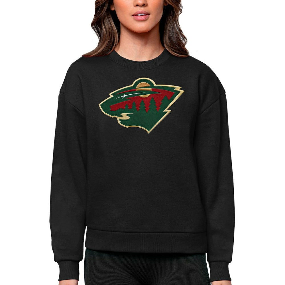 Minnesota Wild Antigua Women's Team Logo Victory Crewneck Pullover Sweatshirt - Black | NHL sale