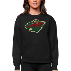 Minnesota Wild Antigua Women's Team Logo Victory Crewneck Pullover Sweatshirt - Black | NHL sale