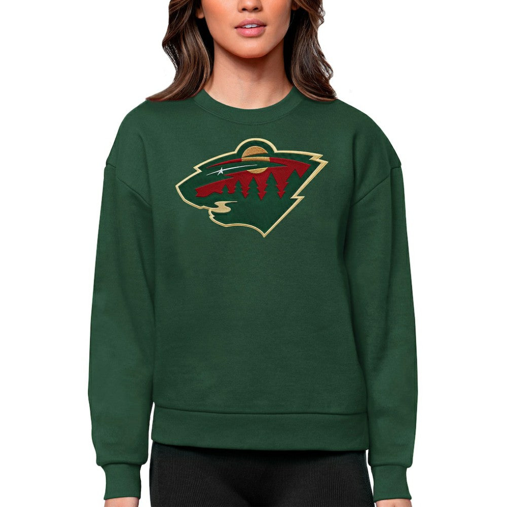 Minnesota Wild Antigua Women's Team Logo Victory Crewneck Pullover Sweatshirt - Green | NHL near me