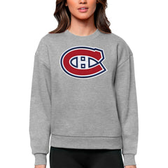 Montreal Canadiens Antigua Women's Team Logo Victory Crewneck Pullover Sweatshirt - Heather Gray | NHL sale