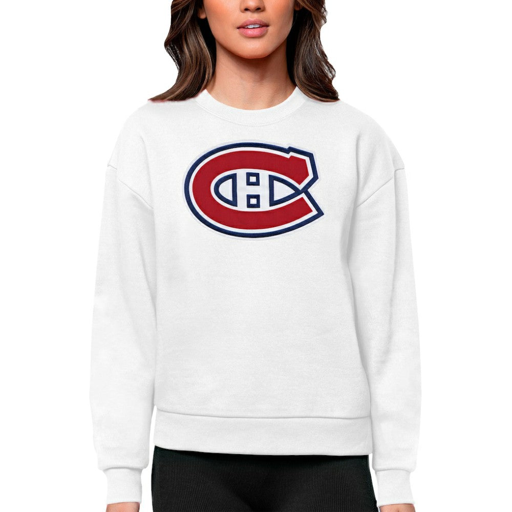 Montreal Canadiens Antigua Women's Team Logo Victory Crewneck Pullover Sweatshirt - White | NHL discount