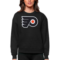 Philadelphia Flyers Antigua Women's Team Logo Victory Crewneck Pullover Sweatshirt - Black | NHL Lifestyle