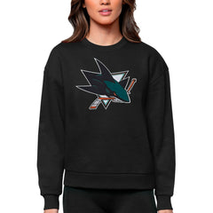 San Jose Sharks Antigua Women's Team Logo Victory Crewneck Pullover Sweatshirt - Black | NHL on sale