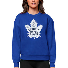 Toronto Maple Leafs Antigua Women's Team Logo Victory Crewneck Pullover Sweatshirt - Royal | NHL Clearance
