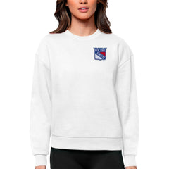 New York Rangers Antigua Women's Victory Crewneck Pullover Sweatshirt - White | NHL Clearance