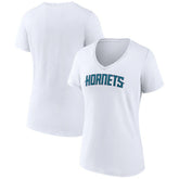 Charlotte Hornets Women's Wordmark V-Neck T-Shirt White
