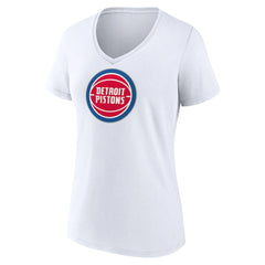 Detroit Pistons Women's Logo V-Neck T-Shirt White