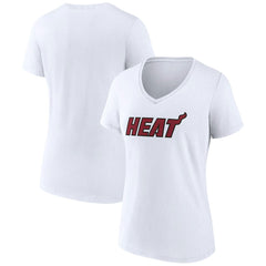 Miami Heat Women's Wordmark V-Neck T-Shirt White