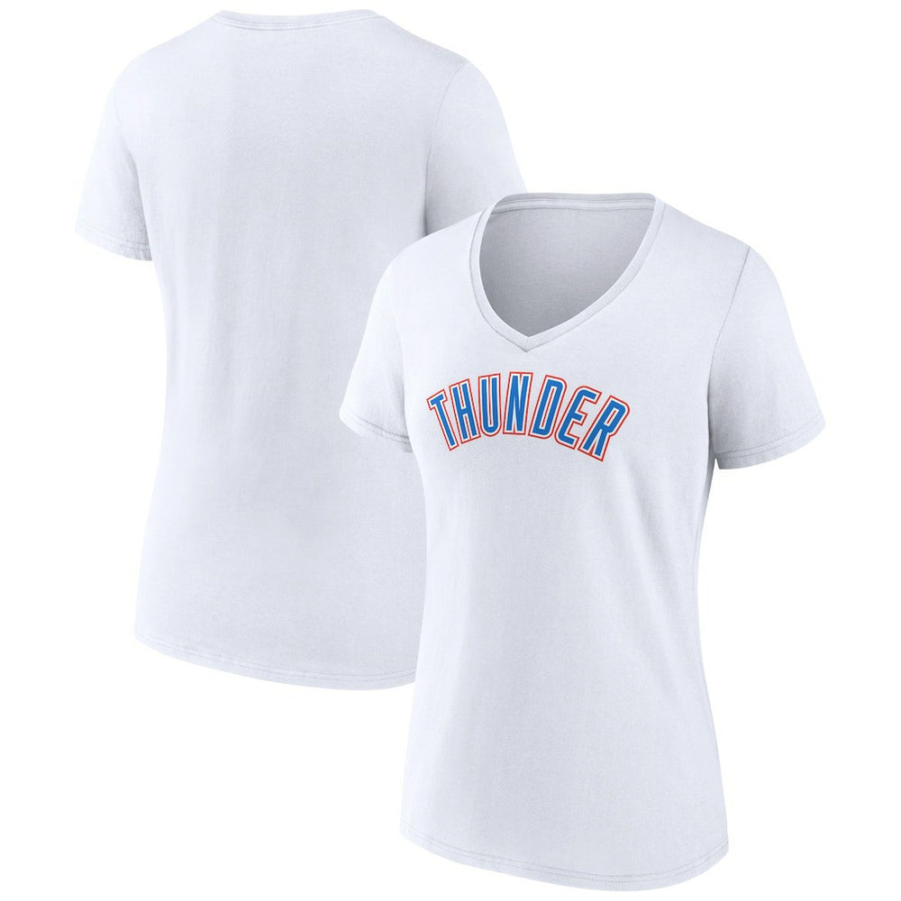 Oklahoma City Thunder Women's Wordmark V-Neck T-Shirt White