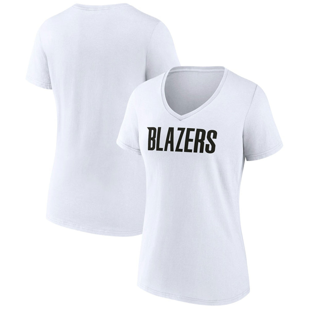 Portland Trail Blazers Women's Wordmark V-Neck T-Shirt White