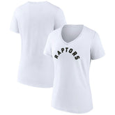 Toronto Raptors Women's Wordmark V-Neck T-Shirt White