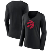 Toronto Raptors Women's Logo Long Sleeve V-Neck T-Shirt Black