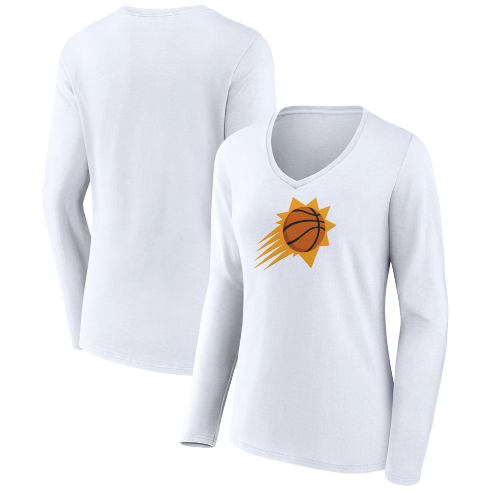 Phoenix Suns Women's Logo Long Sleeve V-Neck T-Shirt White