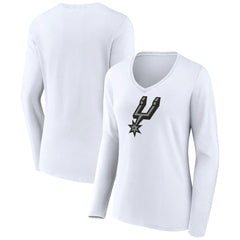 San Antonio Spurs Women's Logo Long Sleeve V-Neck T-Shirt White