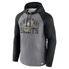 New Orleans Saints Favorite Arch Raglan Pullover Hoodie - Heather Gray - Fanatics
