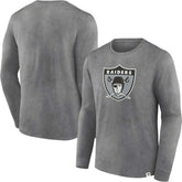 Las Vegas Raiders Washed Primary Long Sleeve T-Shirt - Heather Charcoal - Fanatics