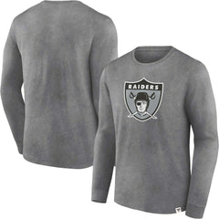 Las Vegas Raiders Washed Primary Long Sleeve T-Shirt - Heather Charcoal - Fanatics