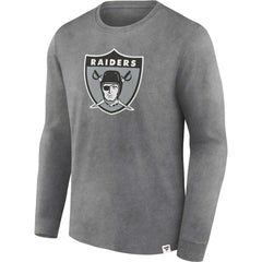 Las Vegas Raiders Washed Primary Long Sleeve T-Shirt - Heather Charcoal - Fanatics