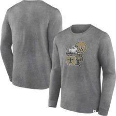 New Orleans Saints Washed Primary Long Sleeve T-Shirt - Heather Charcoal - Fanatics