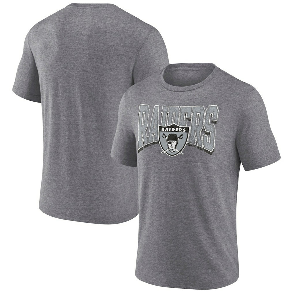 Las Vegas Raiders Warped Block Tri-Blend T-Shirt - Heather Gray - Fanatics