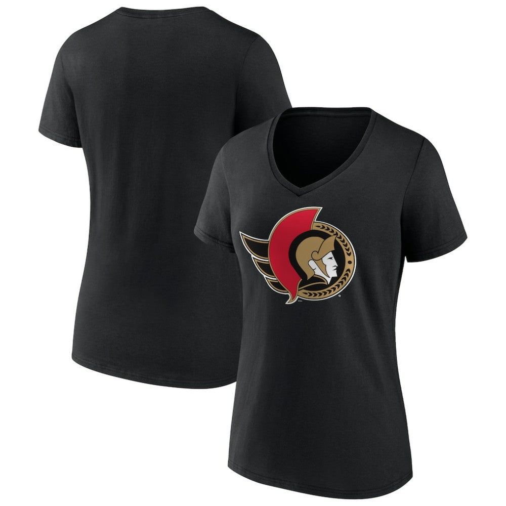 Ottawa Senators Women's Team Logo V-Neck T-Shirt - Black | NHL online