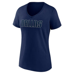 Dallas Mavericks Women's Wordmark V-Neck T-Shirt Navy