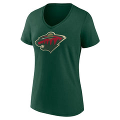 Minnesota Wild Women's Team Logo V-Neck T-Shirt - Green | NHL Lifestyle