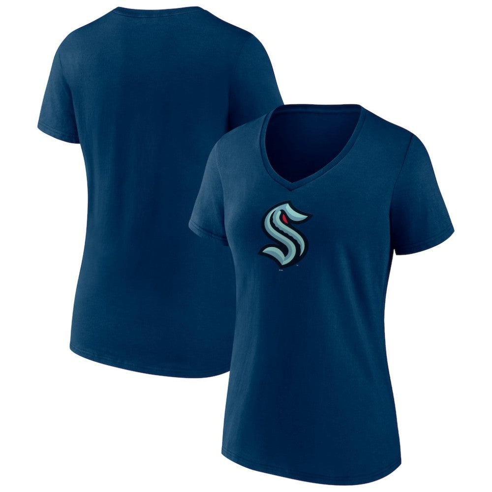 Seattle Kraken Women's Team Logo V-Neck T-Shirt - Navy | NHL near me