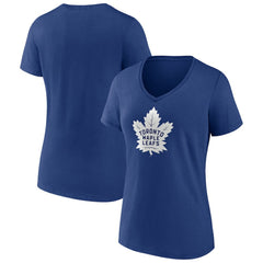 Toronto Maple Leafs Women's Team Logo V-Neck T-Shirt - Blue | NHL Clearance