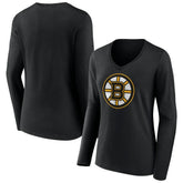Boston Bruins Women's Team Logo Long Sleeve V-Neck T-Shirt - Black | NHL sale