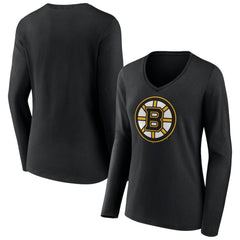 Boston Bruins Women's Team Logo Long Sleeve V-Neck T-Shirt - Black | NHL sale