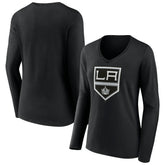 Los Angeles Kings Women's Team Logo Long Sleeve V-Neck T-Shirt - Black | NHL online