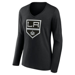 Los Angeles Kings Women's Team Logo Long Sleeve V-Neck T-Shirt - Black | NHL online
