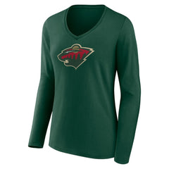 Minnesota Wild Women's Team Logo Long Sleeve V-Neck T-Shirt - Green | NHL sale