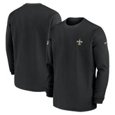 New Orleans Saints 2023 Sideline Throwback Heavy Brushed Waffle Long Sleeve Top - Black - Nike