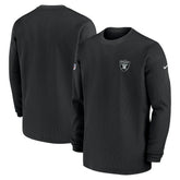 Las Vegas Raiders 2023 Sideline Throwback Heavy Brushed Waffle Long Sleeve Top - Black - Nike