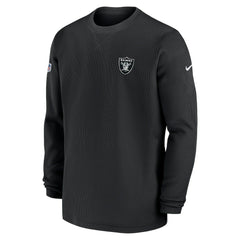Las Vegas Raiders 2023 Sideline Throwback Heavy Brushed Waffle Long Sleeve Top - Black - Nike