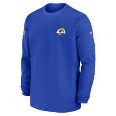 Los Angeles Rams 2023 Sideline Throwback Heavy Brushed Waffle Long Sleeve Top - Royal - Nike