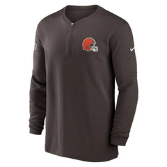 Cleveland Browns 2023 Sideline Performance Long Sleeve Tri-Blend Quarter-Zip Top - Brown - Nike