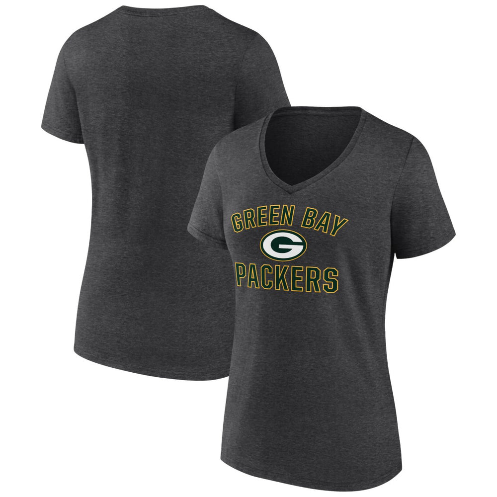 Green Bay Packers Women's Victory Arch Team V-Neck T-Shirt - Charcoal - NFL