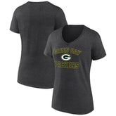 Green Bay Packers Women's Victory Arch Team V-Neck T-Shirt - Charcoal - NFL